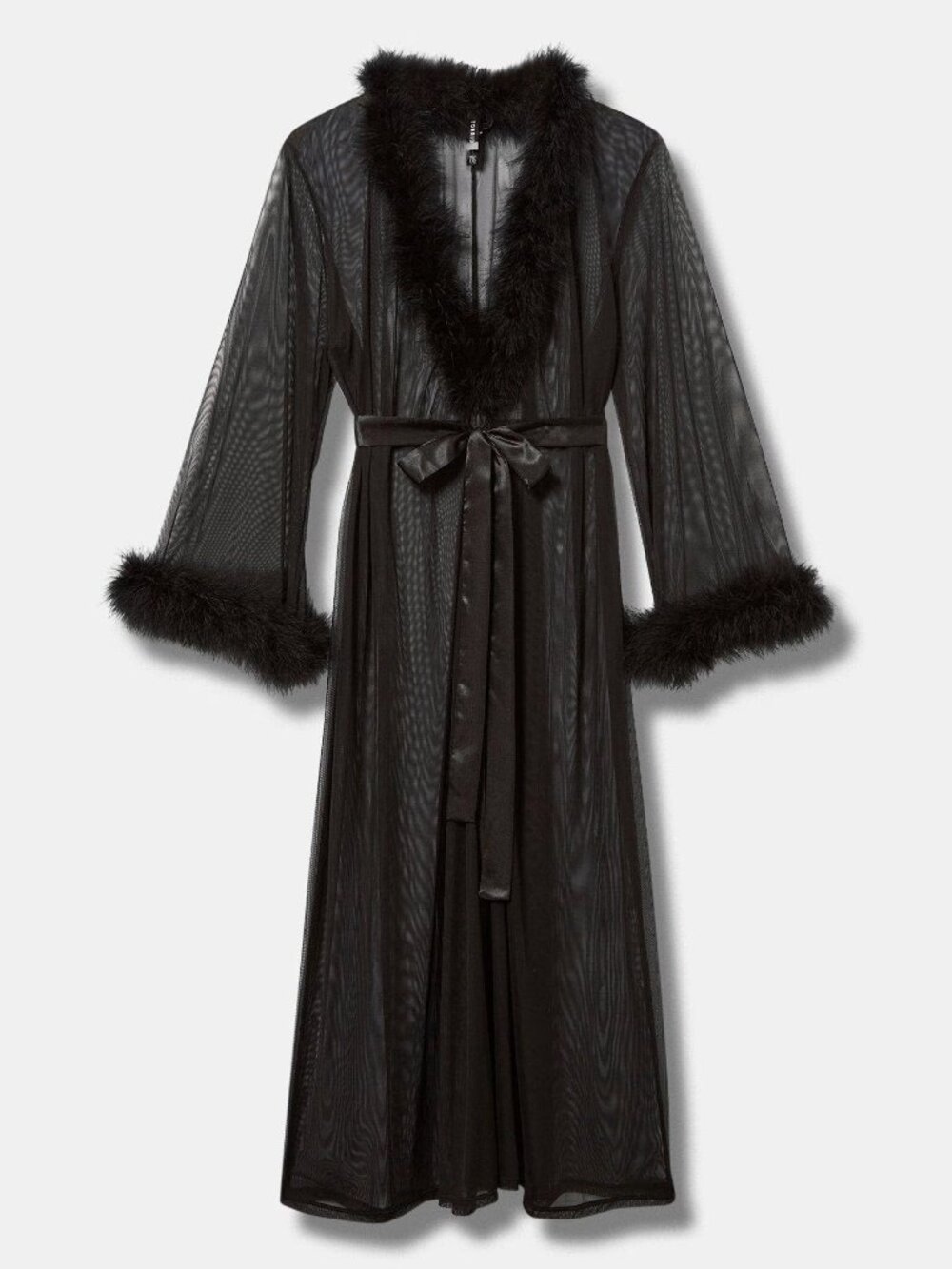 Marabou Flyaway Maxi Robe (Rich Black, Size 3/4)